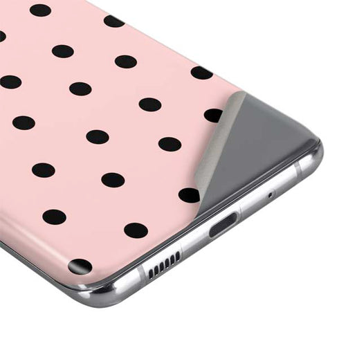Pink and Black Polka Dots Galaxy S20 Plus Skin