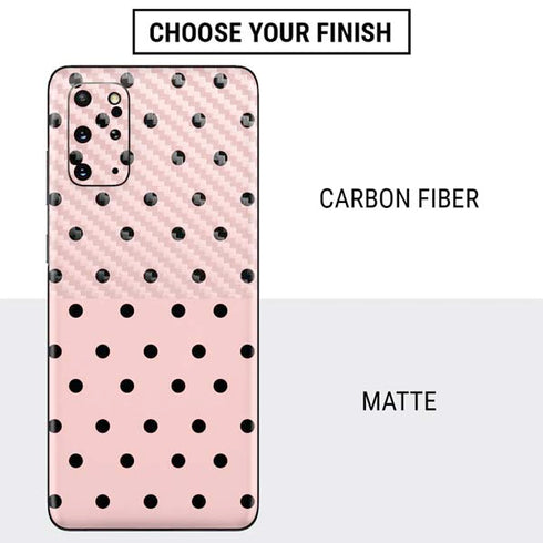 Pink and Black Polka Dots Galaxy S20 Plus Skin