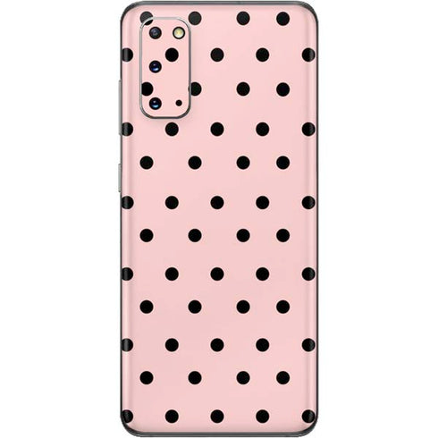 Pink and Black Polka Dots Galaxy S20 Skin