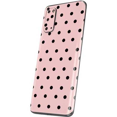 Pink and Black Polka Dots Galaxy S20 Skin