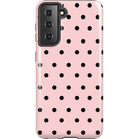 Pink and Black Polka Dots Galaxy S21 5G Pro Case