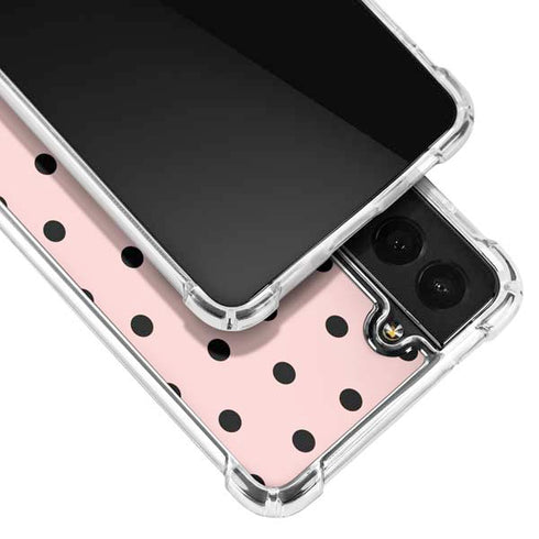 Pink and Black Polka Dots Galaxy S21 FE Clear Case