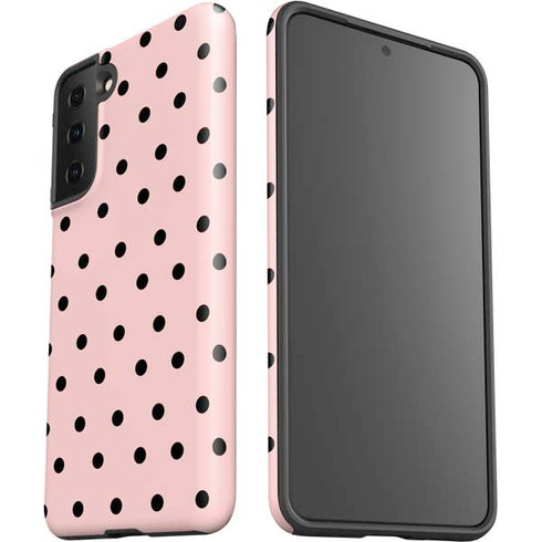 Pink and Black Polka Dots Galaxy S21 FE Pro Case