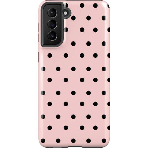 Pink and Black Polka Dots Galaxy S21 Plus 5G Pro Case