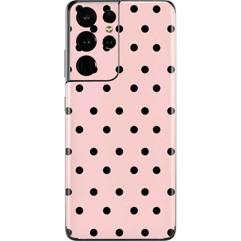 Pink and Black Polka Dots Galaxy S21 Ultra 5G Skin