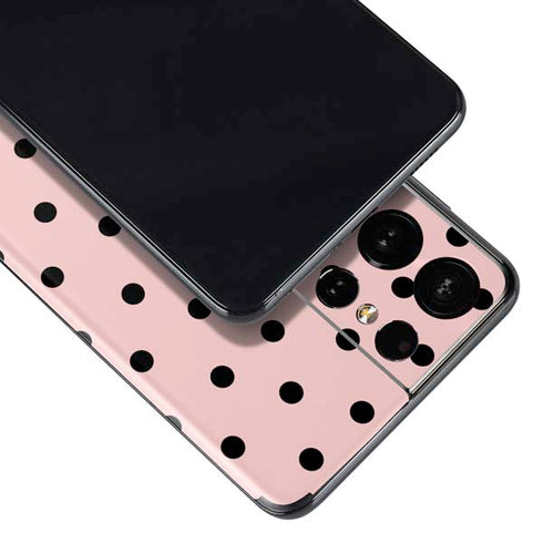 Pink and Black Polka Dots Galaxy S21 Ultra 5G Skin