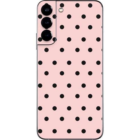 Pink and Black Polka Dots Galaxy S22 Plus Skin