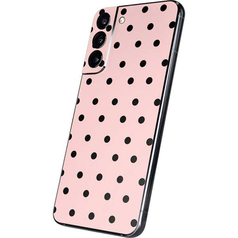 Pink and Black Polka Dots Galaxy S22 Plus Skin