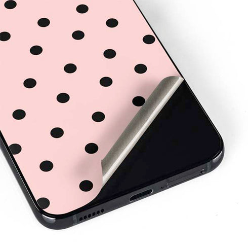 Pink and Black Polka Dots Galaxy S22 Plus Skin