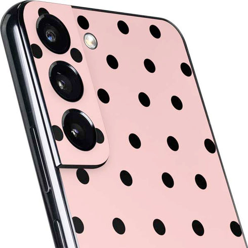 Pink and Black Polka Dots Galaxy S22 Skin