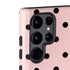 Pink and Black Polka Dots Galaxy S22 Ultra Pro Case