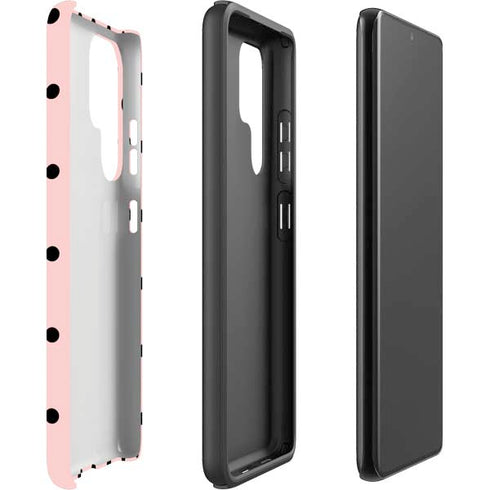 Pink and Black Polka Dots Galaxy S22 Ultra Pro Case