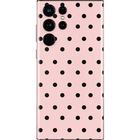 Pink and Black Polka Dots Galaxy S22 Ultra Skin