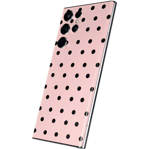 Pink and Black Polka Dots Galaxy S22 Ultra Skin