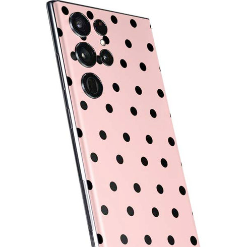 Pink and Black Polka Dots Galaxy S22 Ultra Skin