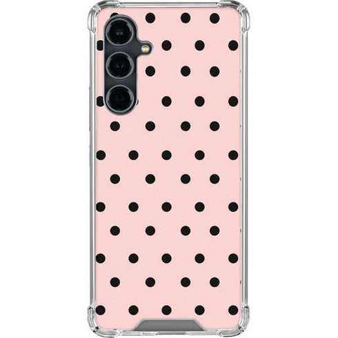 Pink and Black Polka Dots Galaxy S23 FE Clear Case
