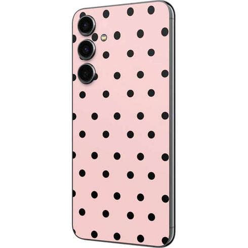 Pink and Black Polka Dots Galaxy S23 FE Skin