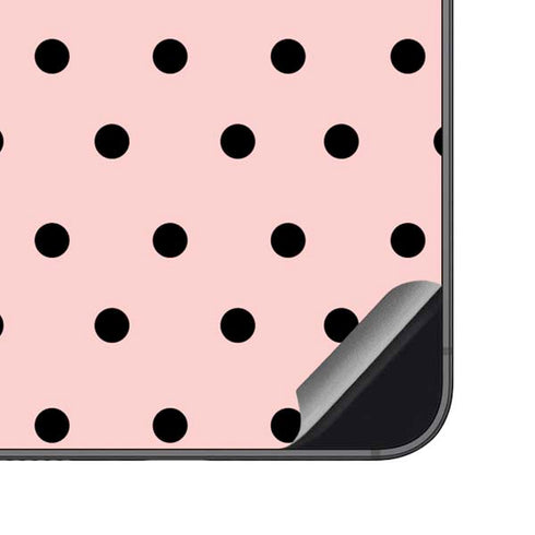 Pink and Black Polka Dots Galaxy S23 FE Skin