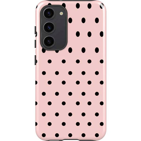 Pink and Black Polka Dots Galaxy S23 Plus Pro Case