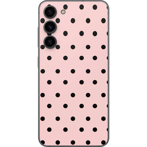 Pink and Black Polka Dots Galaxy S23 Plus Skin