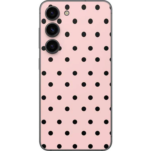Pink and Black Polka Dots Galaxy S23 Skin