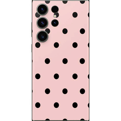Pink and Black Polka Dots Galaxy S23 Ultra Skin