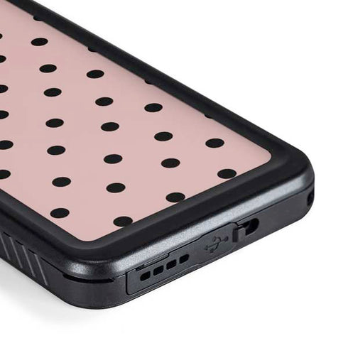 Pink and Black Polka Dots Galaxy S23 Waterproof Case