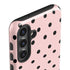 Pink and Black Polka Dots Galaxy S24 Plus Impact Case