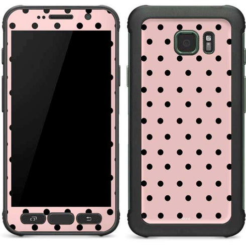 Pink and Black Polka Dots Galaxy S7 Active Skin