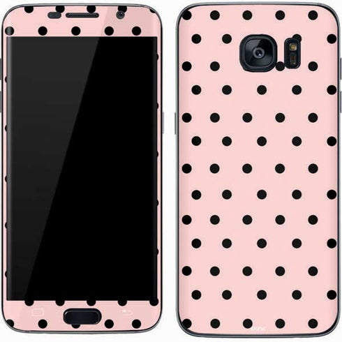 Pink and Black Polka Dots Galaxy S7 Skin