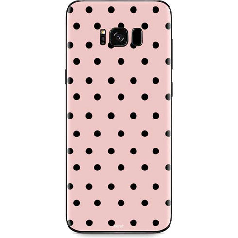 Pink and Black Polka Dots Galaxy S8 Skin