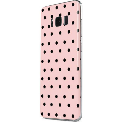 Pink and Black Polka Dots Galaxy S8 Skin