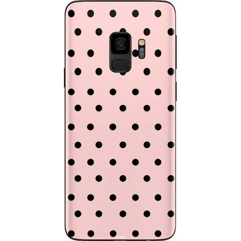 Pink and Black Polka Dots Galaxy S9 Skin