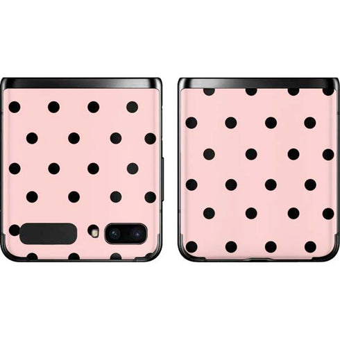 Pink and Black Polka Dots Galaxy Z Flip Skin
