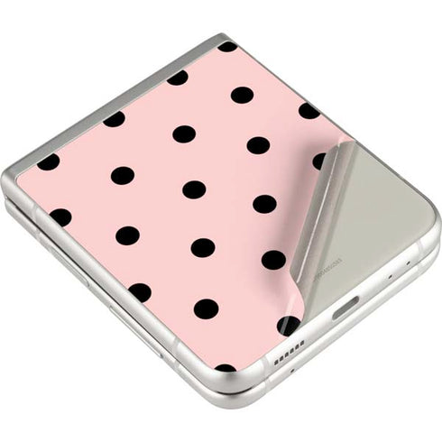 Pink and Black Polka Dots Galaxy Z Flip3 5G Skin