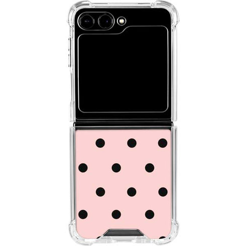Pink and Black Polka Dots Galaxy Z Flip5 5G Clear Case
