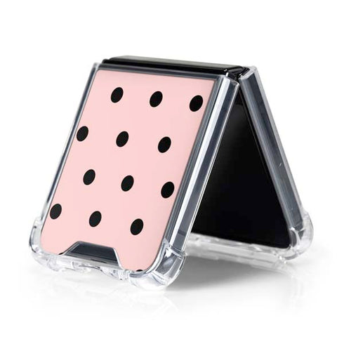 Pink and Black Polka Dots Galaxy Z Flip5 5G Clear Case