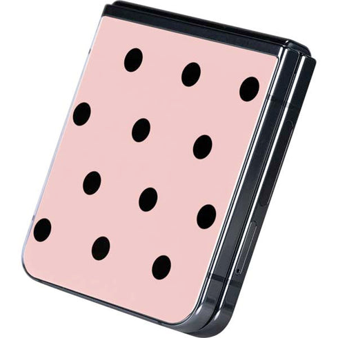 Pink and Black Polka Dots Galaxy Z Flip5 5G Skin