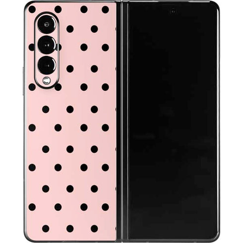 Pink and Black Polka Dots Galaxy Z Fold3 5G Skin