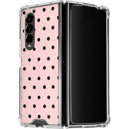 Pink and Black Polka Dots Galaxy Z Fold4 5G Clear Case