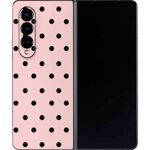Pink and Black Polka Dots Galaxy Z Fold4 5G Skin