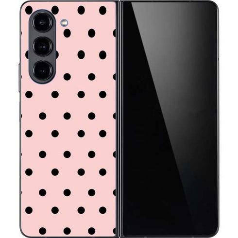 Pink and Black Polka Dots Galaxy Z Fold5 5G Skin