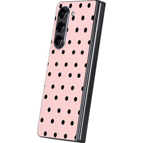 Pink and Black Polka Dots Galaxy Z Fold5 5G Skin