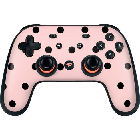 Pink and Black Polka Dots Google Stadia Controller Skin