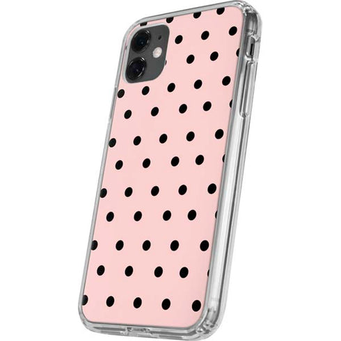 Pink and Black Polka Dots iPhone 11 Clear Case