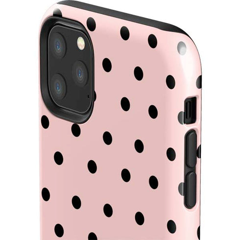 Pink and Black Polka Dots iPhone 11 Pro Max Impact Case