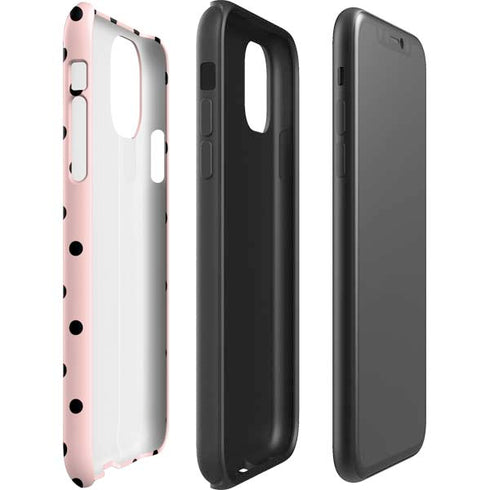 Pink and Black Polka Dots iPhone 11 Pro Max Impact Case
