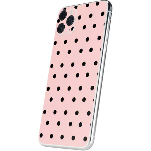 Pink and Black Polka Dots iPhone 11 Pro Max Skin