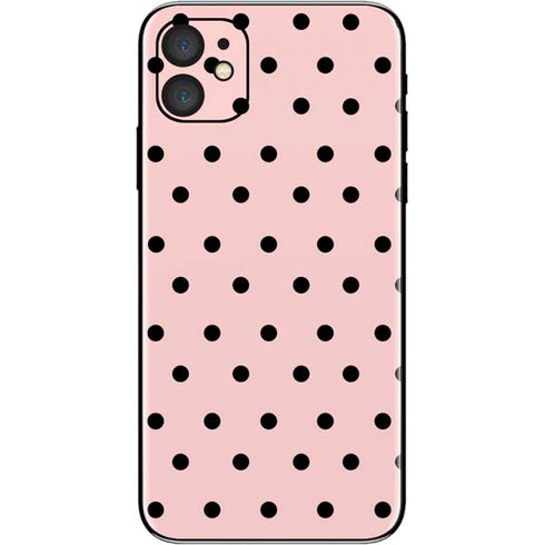 Pink and Black Polka Dots iPhone 11 Skin