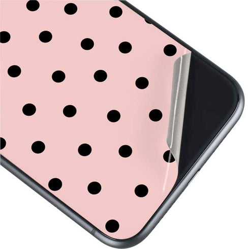 Pink and Black Polka Dots iPhone 11 Skin